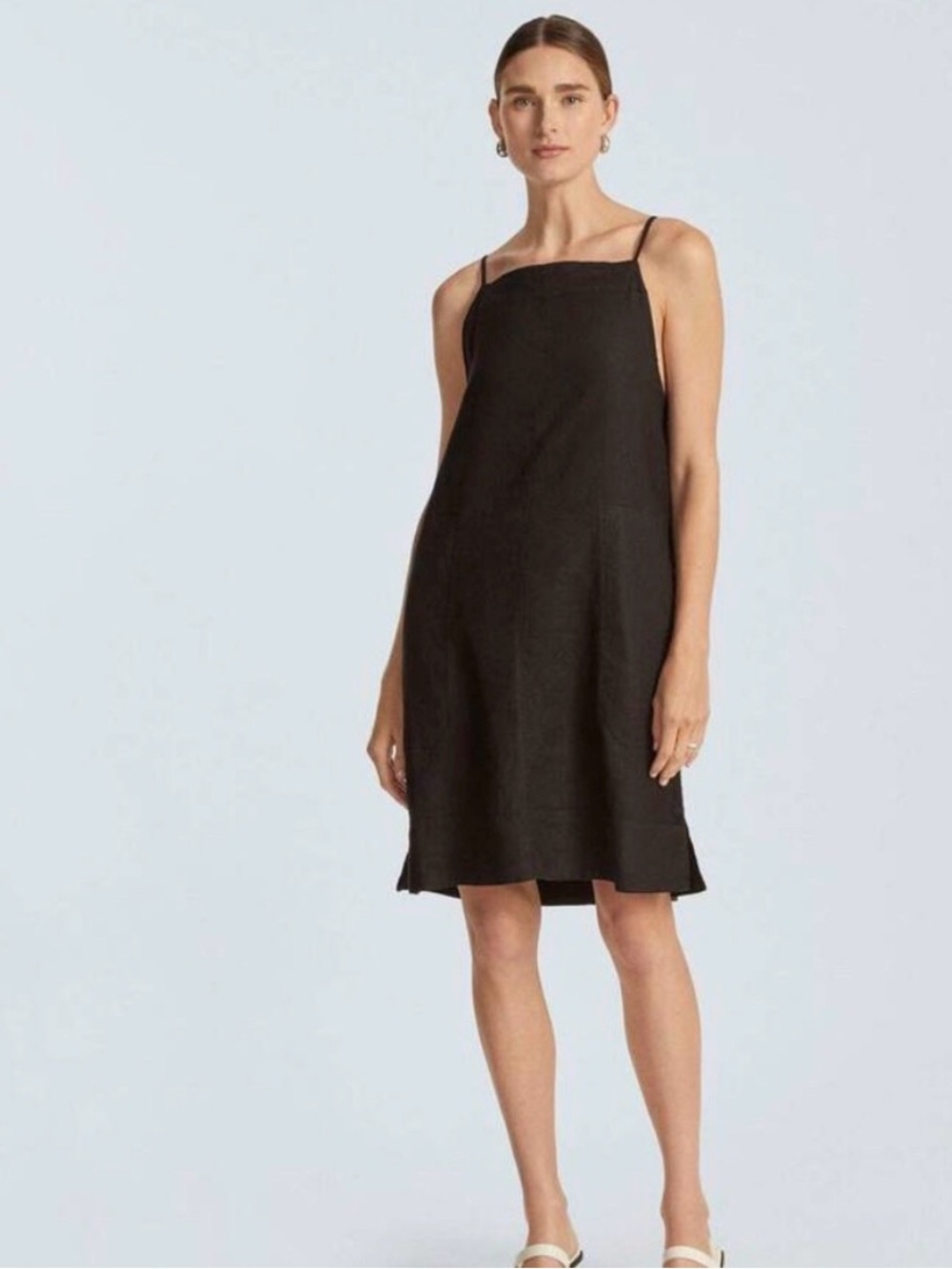 Everlane Black Square-Neck Slip Mini Dress